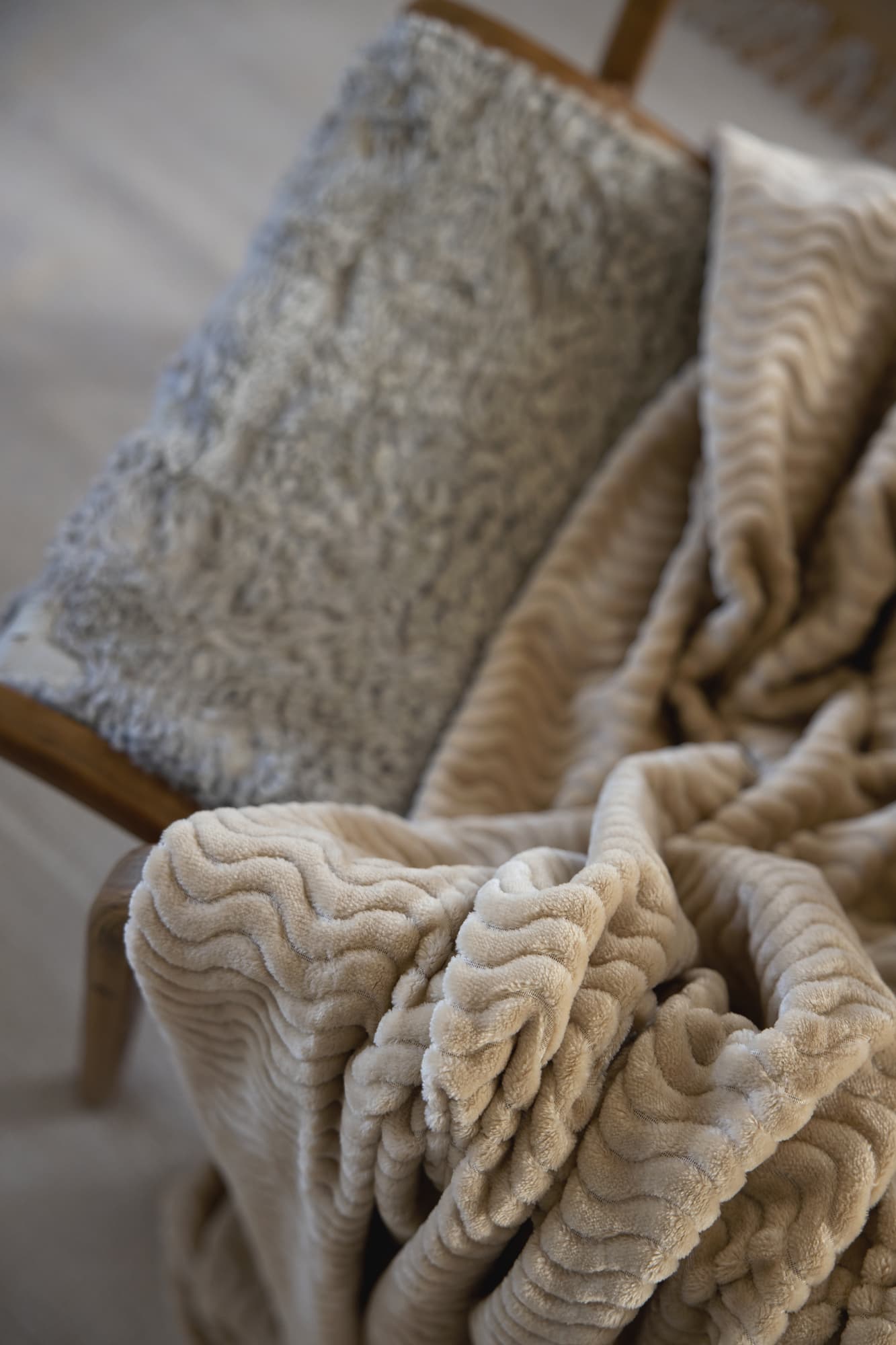 Agnes fleecepledd, beige – bilde 3