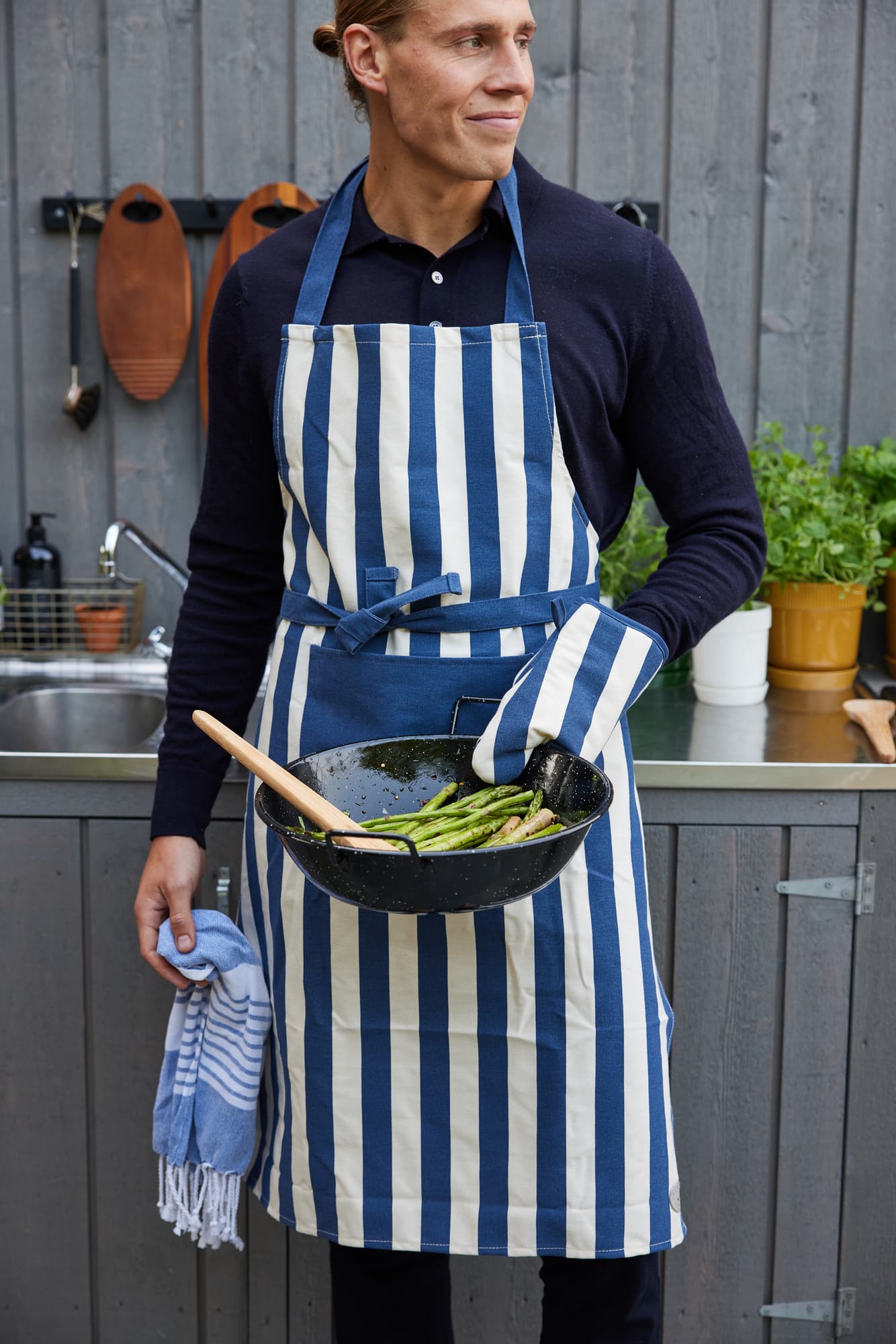 Aron Forkle Med Grillvott, Blå/Hvit – bilde 4