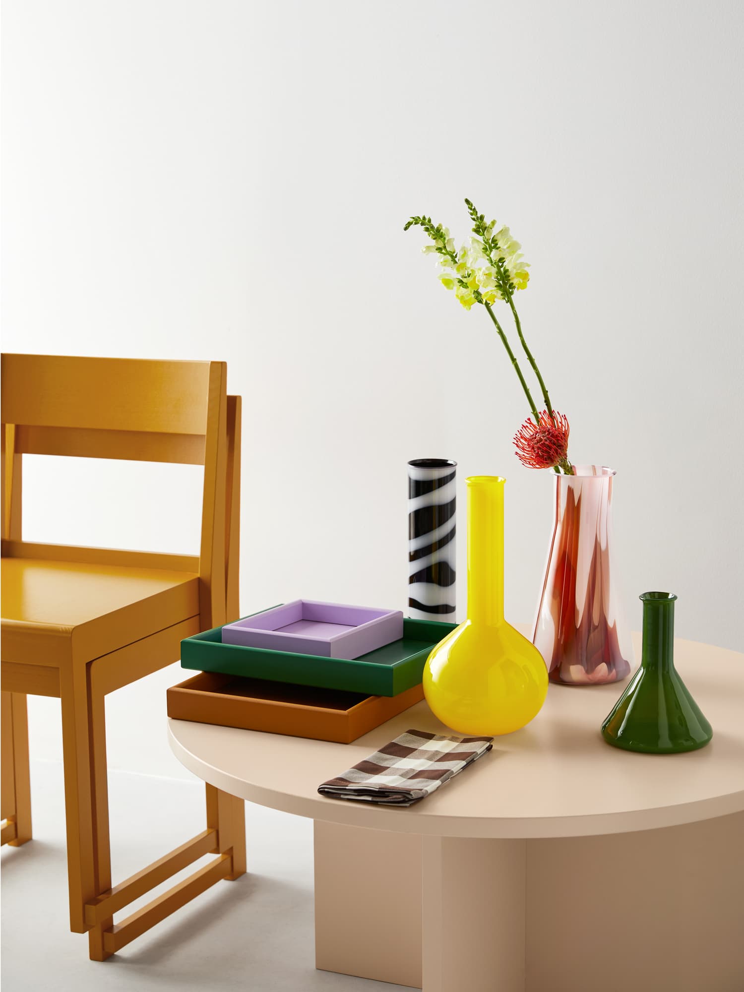 Lab erlenmeyer vase rød/hvit/rosa 305mm